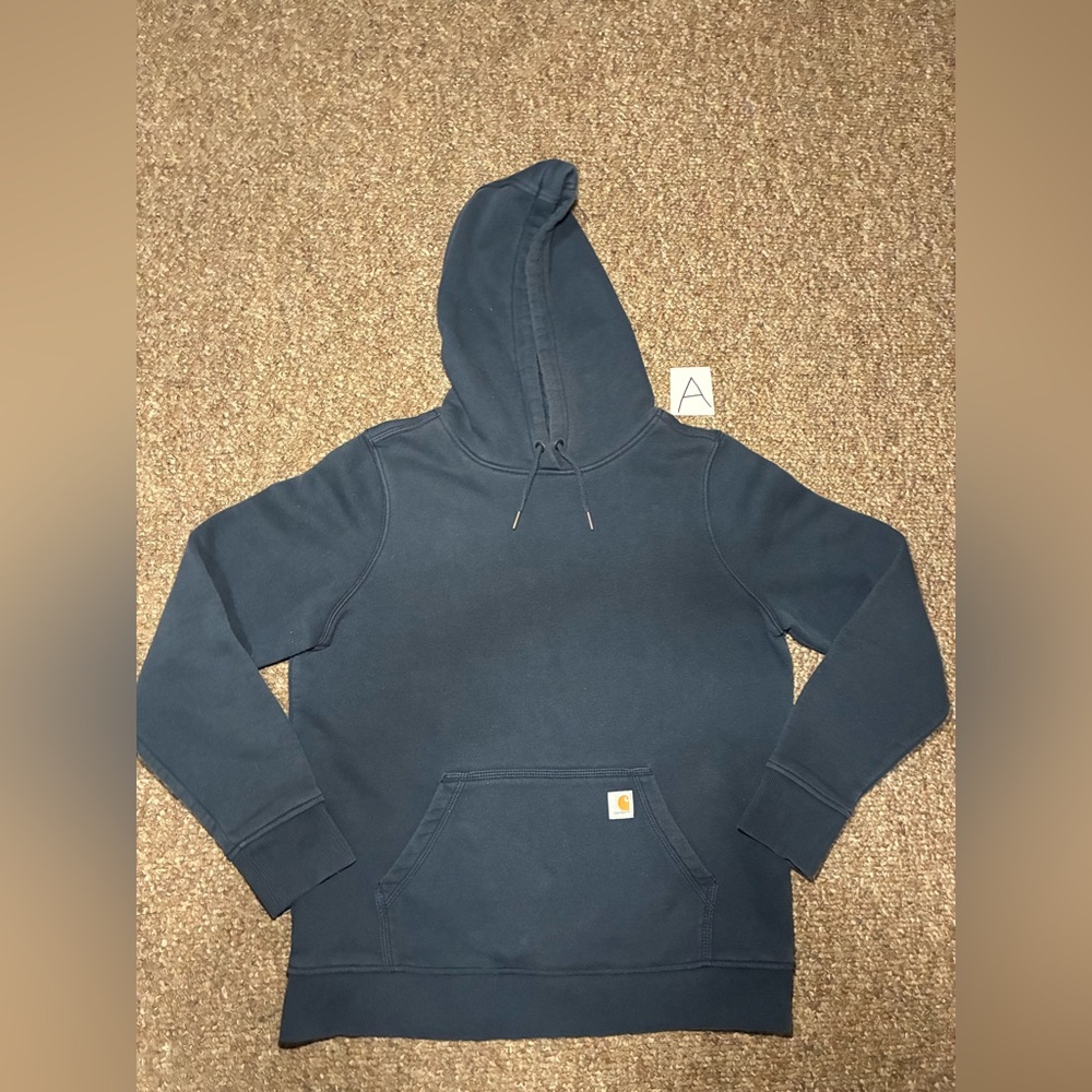 Carhartt Hoodie Womens L Navy Relaxed Fit Pullover Kangaroo Pocket Cotton